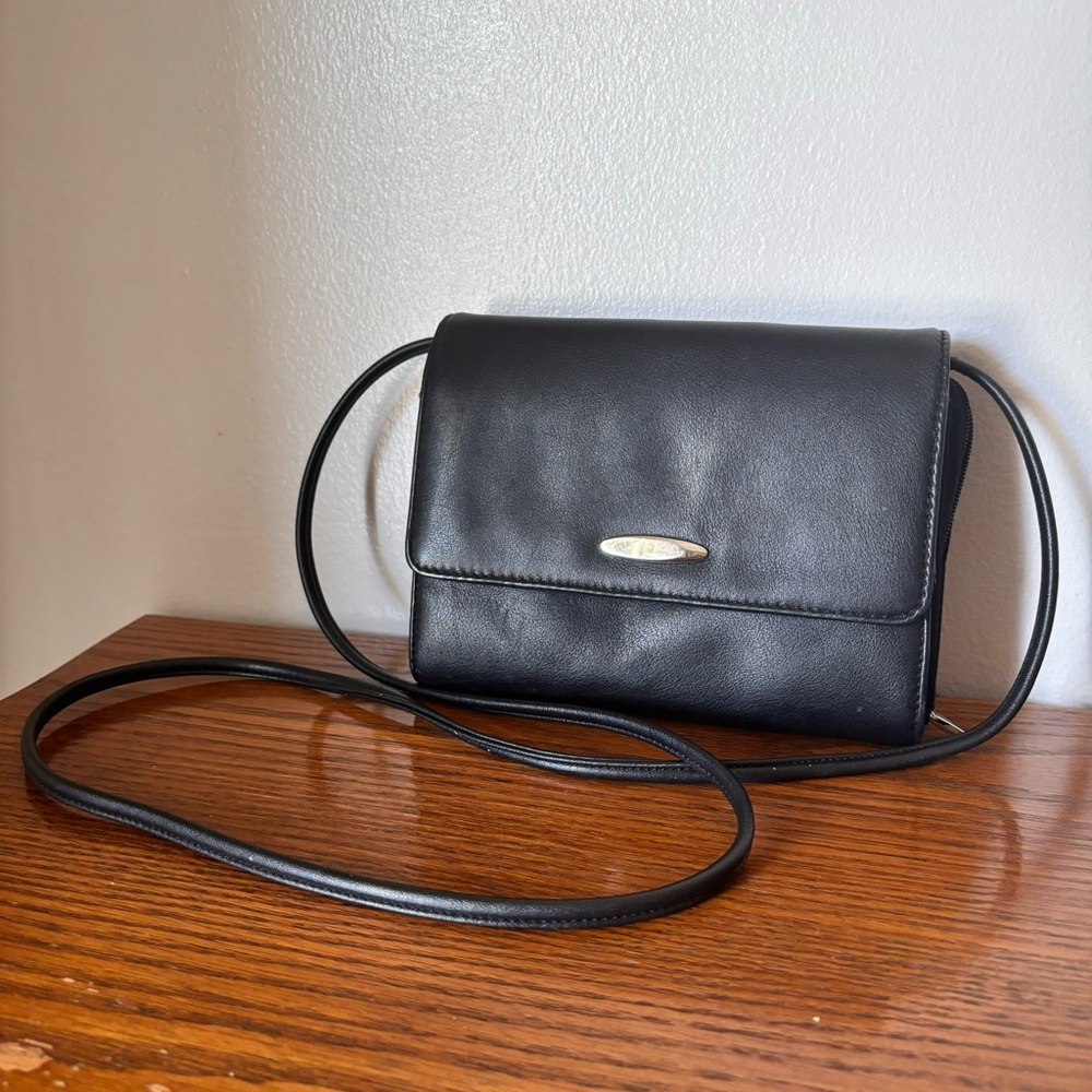 Vintage Unbranded Chic Black Leather Crossbody PocketBook Bag